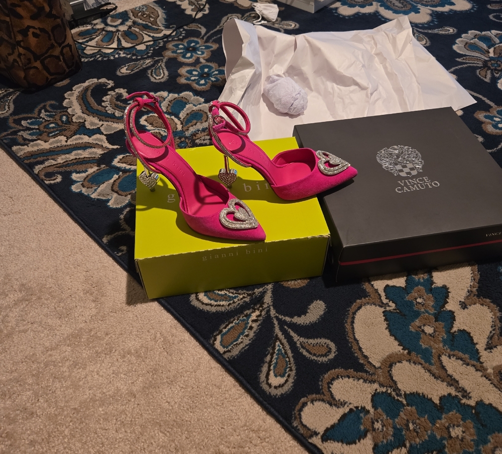 Gianni Bini Pink Heart-Embellished Heels